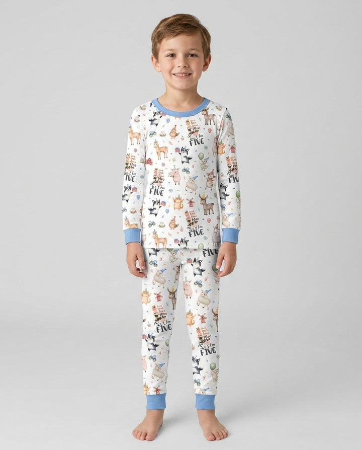 Zweiteiliges Langarm-Pyjama-Set mit Sommerfrüchten