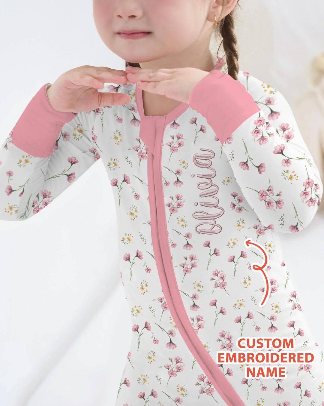 Custom Embroidered Name Floral Whispers Bamboo Convertible Zippy