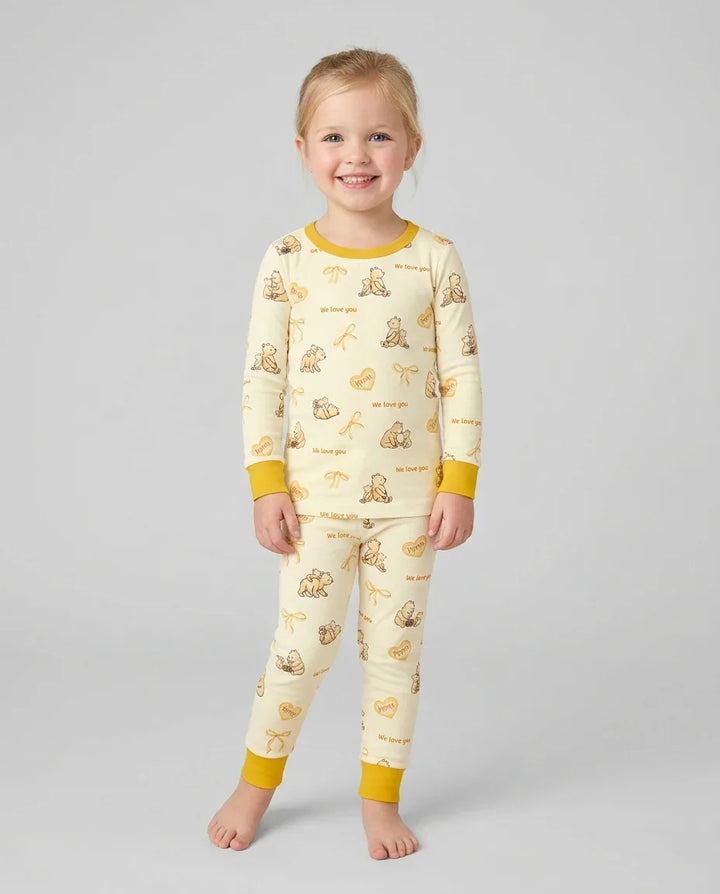 Sweat Yellow Mama Bear Two Piece Long Sleeve Pajama Set