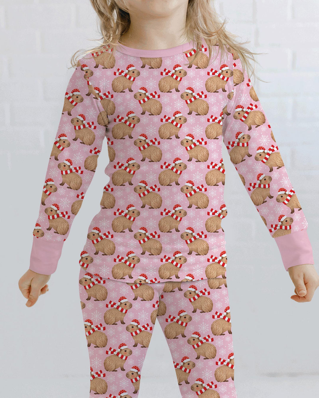 Holiday Capybaras Bamboo Two Piece Long Sleeve Pajama Set