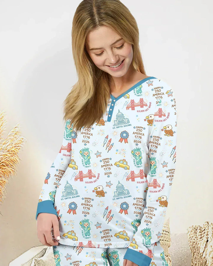 250 Jahre Freiheit Bambus Damen Pyjama Set