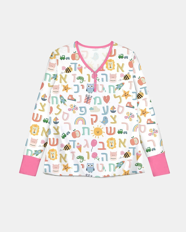 Hebräisches Alphabet Bambus Pyjama-Set für Damen