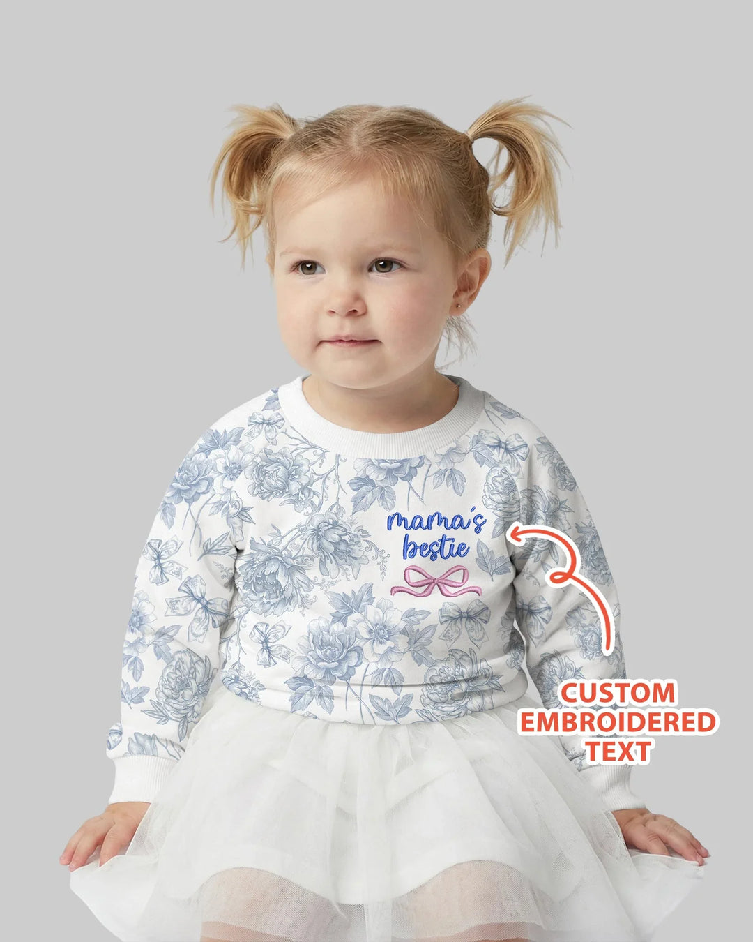 Individuell besticktes Mommy-and-Me-Toile-Passendes Bambus-Crewneck-Sweatshirt