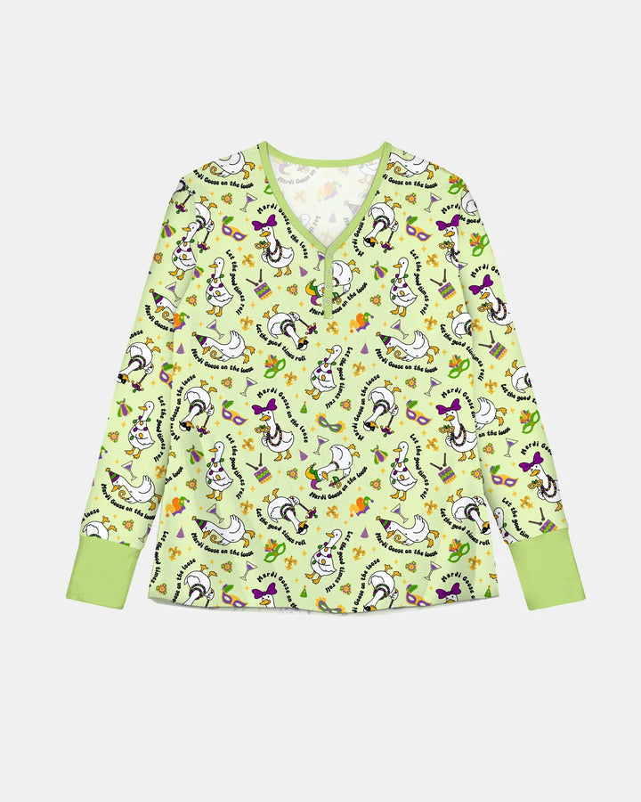 Mardi Gras Alberne Gans Damen Pyjama-Set aus Bambus