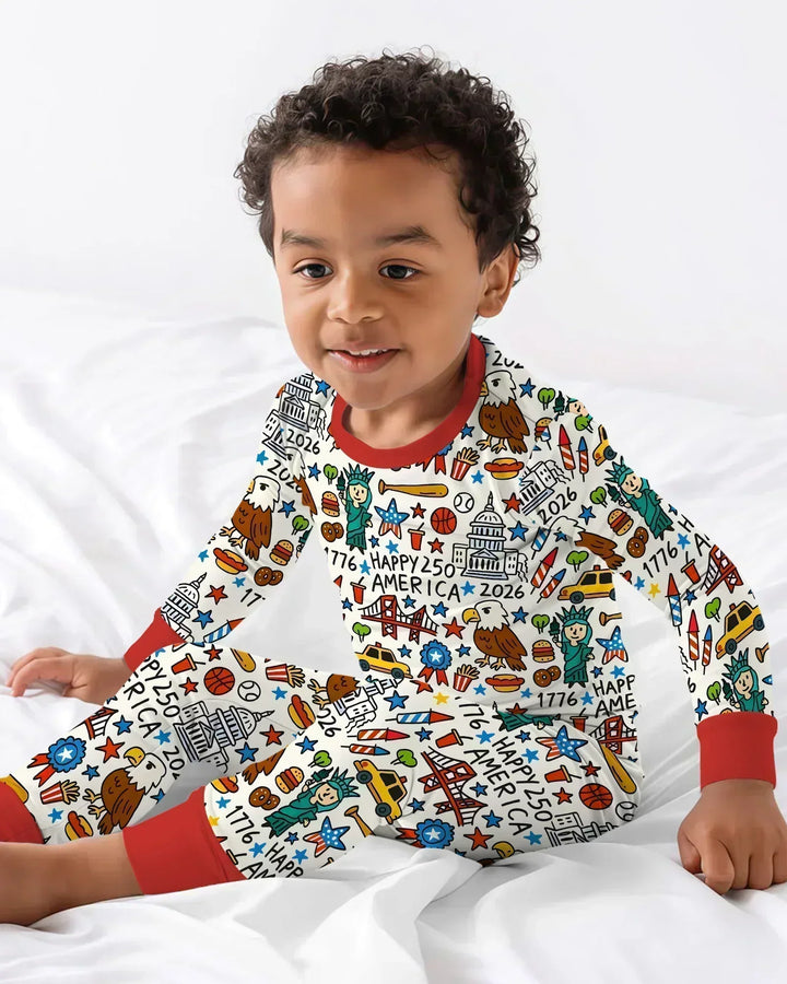 Zweiteiliges Langarm-Pyjama-Set mit Sommerfrüchten