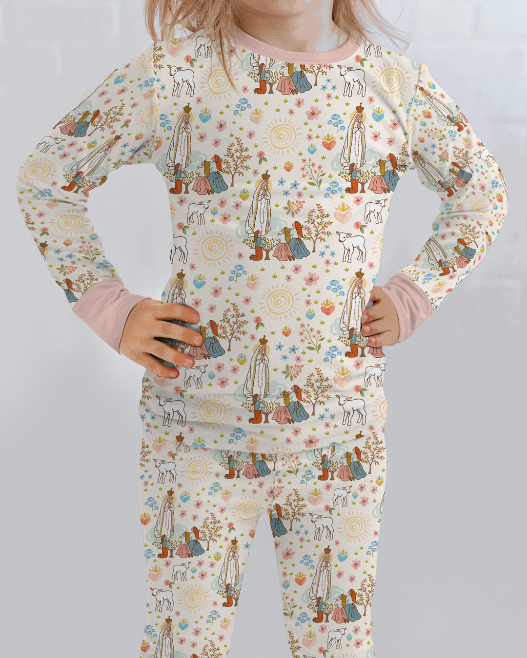 Our Lady of Fatima Bamboo Two Piece Long Sleeve Pajama Set