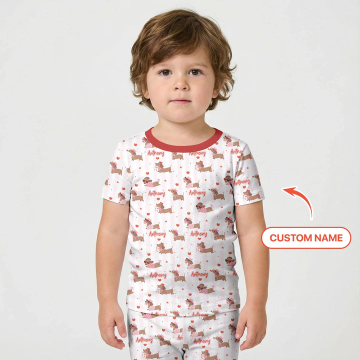 Zweiteiliges Pyjama-Set mit kurzen Ärmeln und Shorts im Sommer-Design
