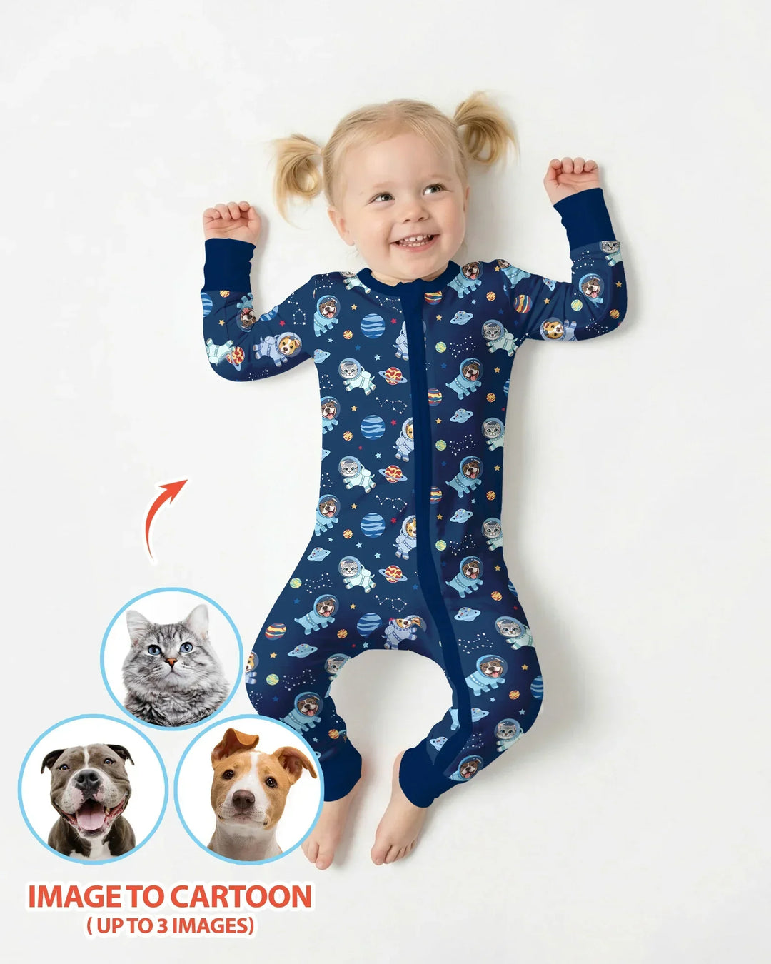 Astronaut Custom Pet Image Family Matching Bamboo Convertible Zippy