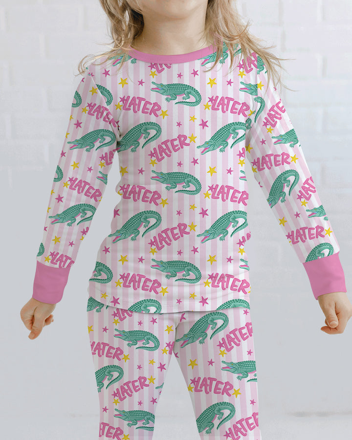 Later Gator After A While Crocodile Bamboo Two Piece Long Sleeve Pajama Set