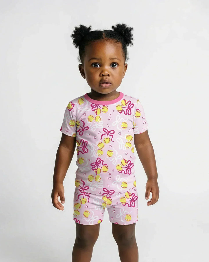 Zweiteiliges Pyjama-Set mit kurzen Ärmeln und Shorts im Sommer-Design