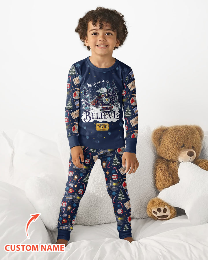 Believe Train Bamboo Two Piece Long Sleeve Pajama Set