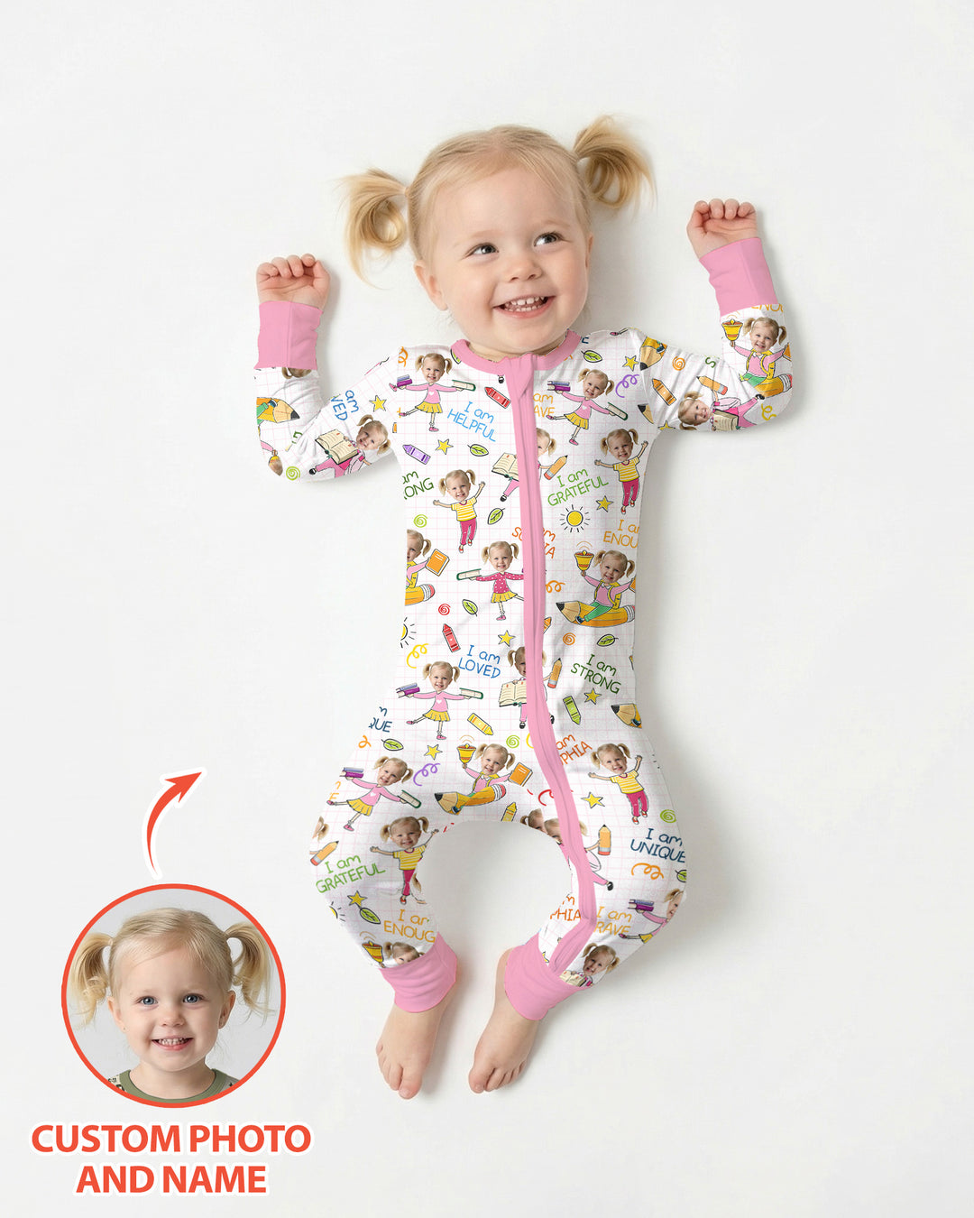 Gerippte Babykleidung mit individuellem Foto - Weich &amp; Skizzenhaft