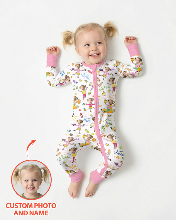 Gerippte Babykleidung mit individuellem Foto - Weich &amp; Skizzenhaft