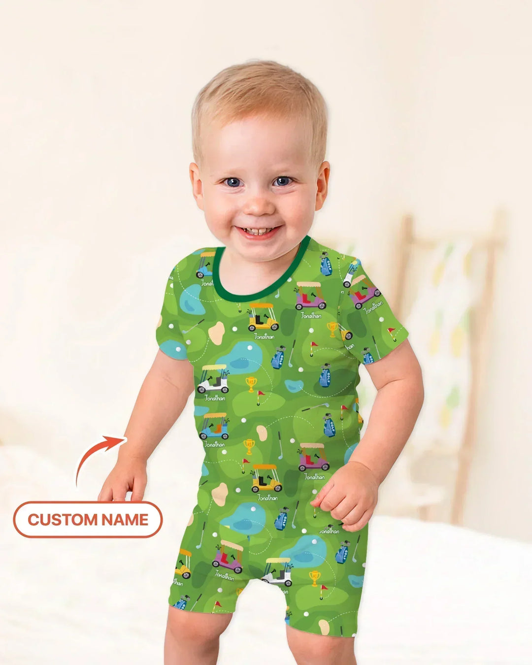 Zweiteiliges Pyjama-Set mit kurzen Ärmeln und Shorts im Sommer-Design