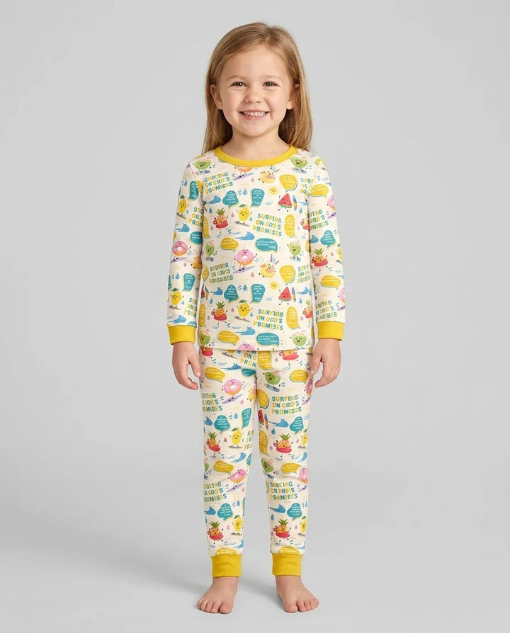 Zweiteiliges Langarm-Pyjama-Set mit Sommerfrüchten