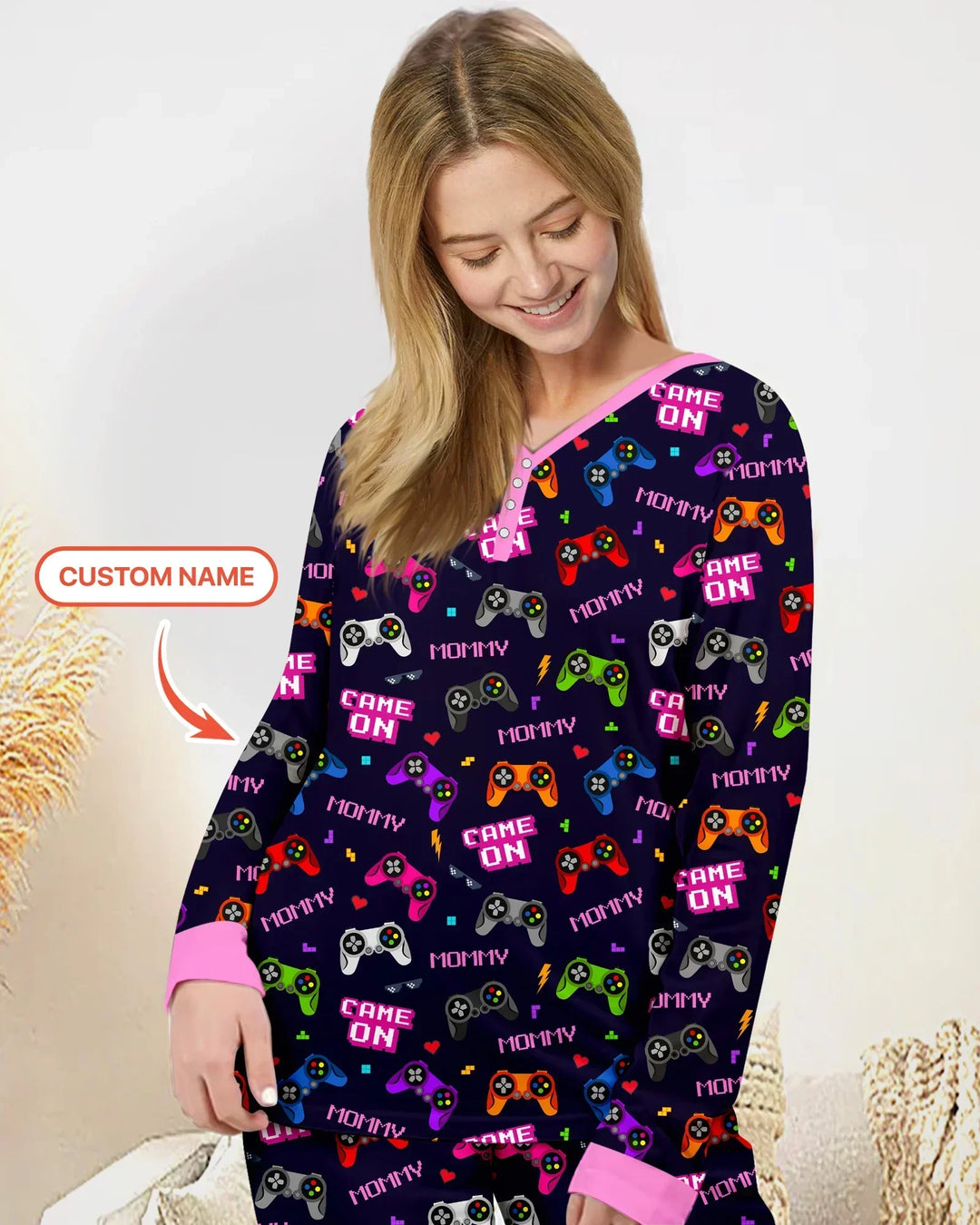Personalisiertes Name Game On Family Schlafanzug-Set aus Bambus für Damen