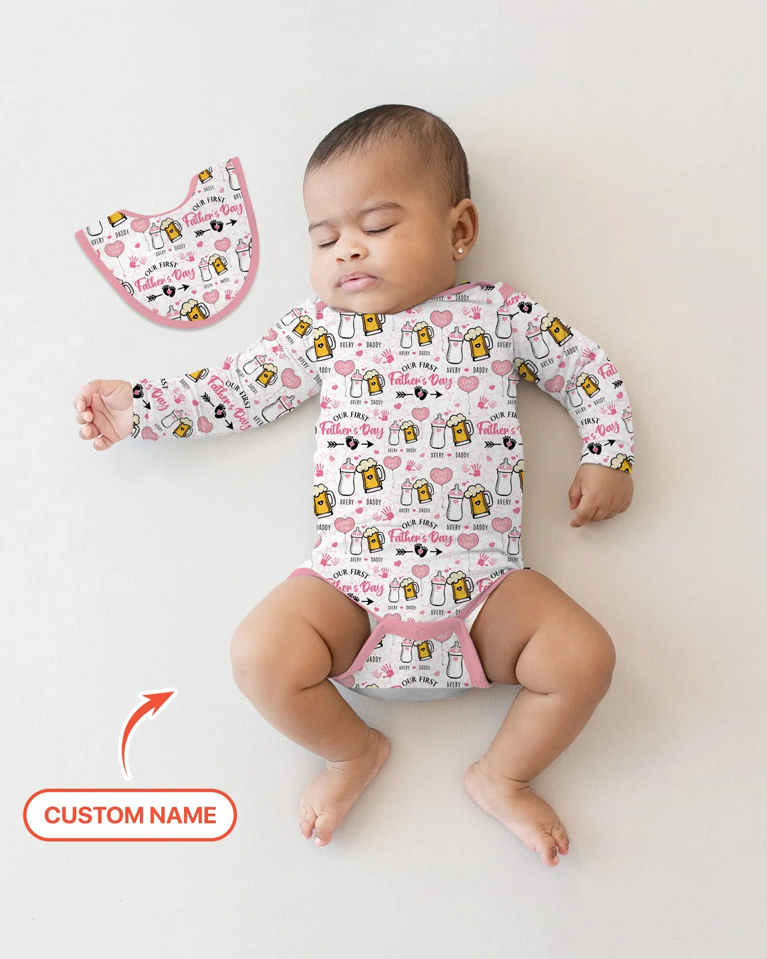 Custom Name First Father's Day Drink Bamboo Bodysuit