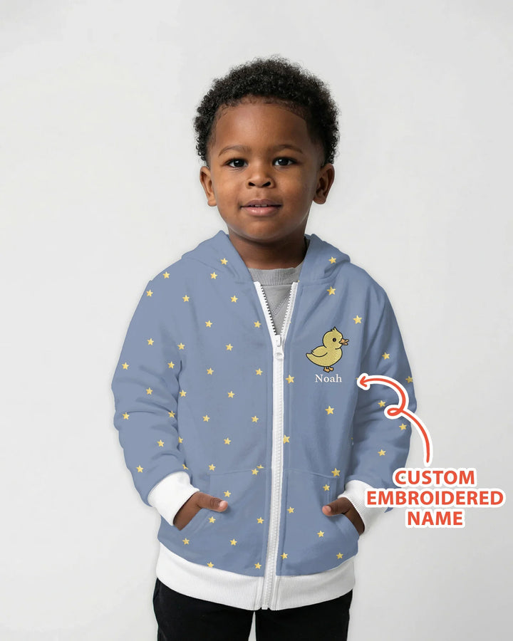 Embroidered Custom Name Animal Bamboo Zip Hoodie
