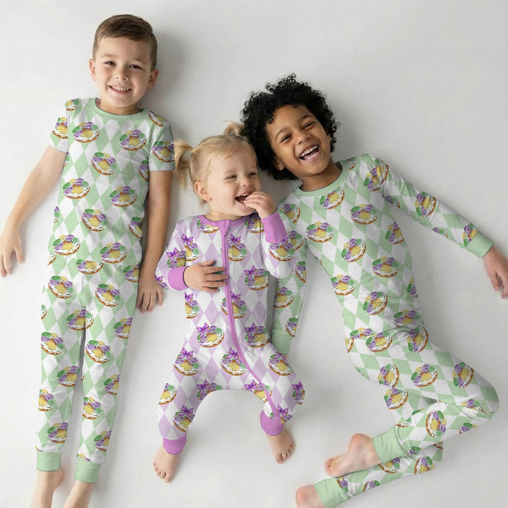 Zweiteiliges Langarm-Pyjama-Set mit Sommerfrüchten