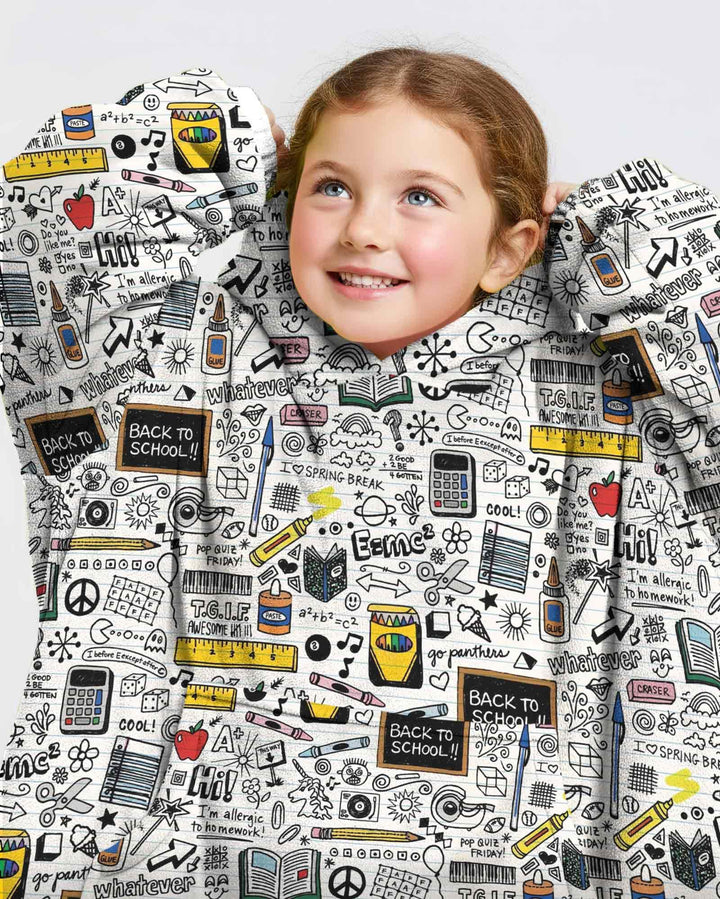 School Days Doodles Bamboo Blanket Hoodie