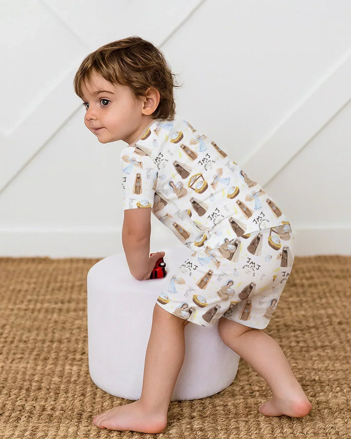 Template Zweiteiliges Pyjama-Set mit kurzen Ärmeln und Shorts