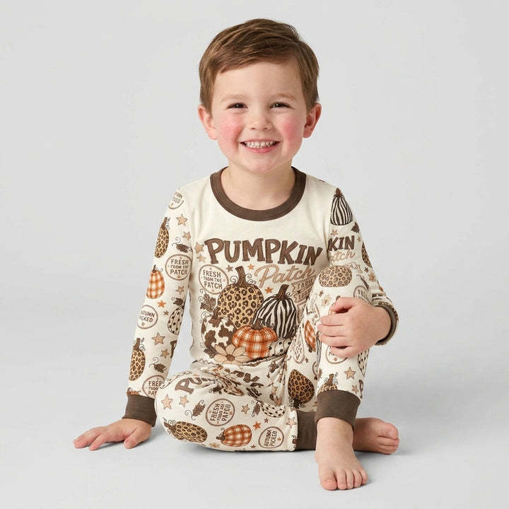 Whimsical Pumpkin Patch Bamboo Two Piece Long Sleeve Pajama Set