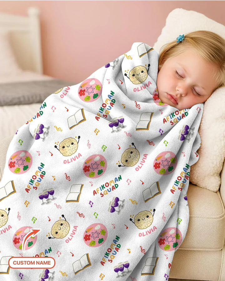 Custom Name Passover Afikoman Squad Bamboo Blanket