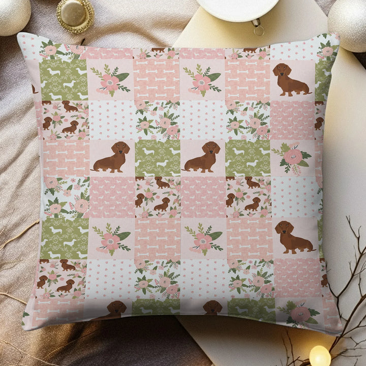 Floral Dachshund Grace Bamboo Pillow Case