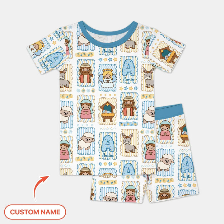 Zweiteiliges Pyjama-Set mit kurzen Ärmeln und Shorts im Sommer-Design