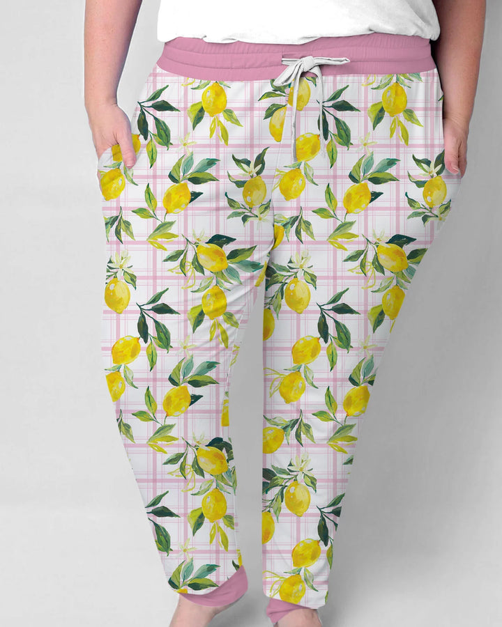 Familien-Pyjama-Set aus Bambus für Damen mit mediterranen Zitronen