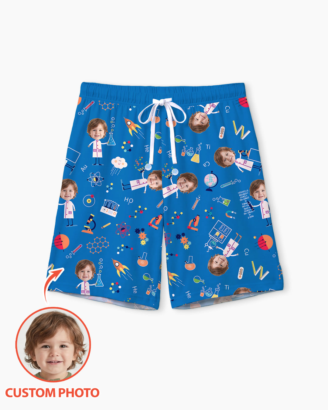 Custom Image Chemical Laboratory Bamboo Men Short Sleeve Short Pajama Set