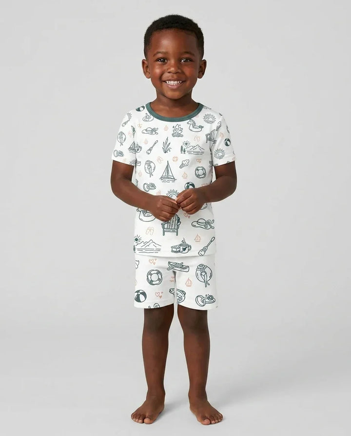 Lake Vibe Bamboo Two Piece Short Sleeve Shorts Pajama Set