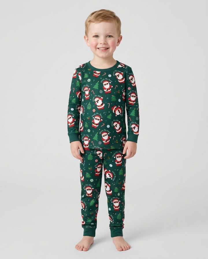 Santa's Christmas Dance Party Bamboo Two Piece Long Sleeve Pajama Set