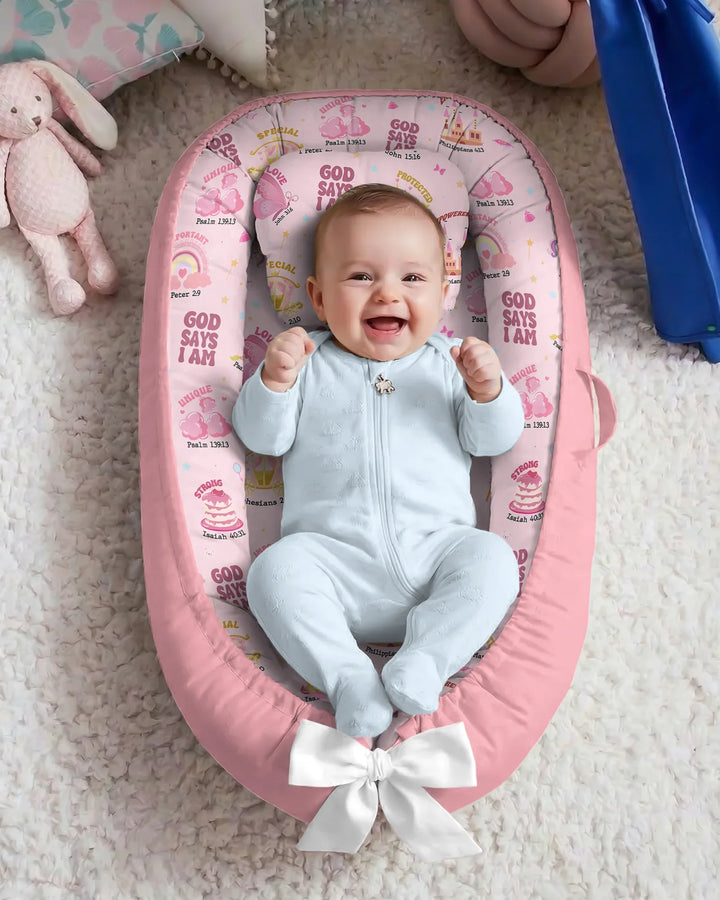 Gott sagt, ich bin ein Mädchen – Babynest aus Bambus