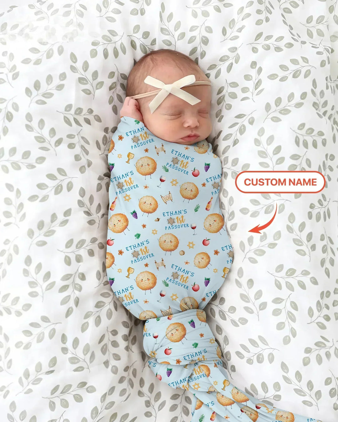 Custom Name 1st Passover swaddle blanket