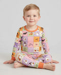 Cute Halloween Trick Or Treat Patchwork Bamboo Two Piece Long Sleeve Pajama Set
