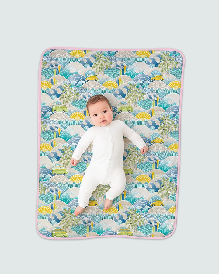 Coastal Road Trip Waves Surf Bamboo Blanket