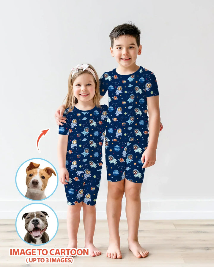 Schlafanzug-Set zweiteilig, kurze Ärmel, kurze Hose, Bambus