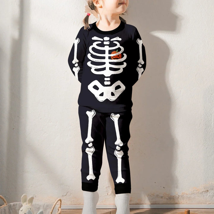 Halloween Glow In The Dark Skeleton Two Piece Long Sleeve Pajama Set , Halloween Glow In The Dark Skeleton Two Piece Long Sleeve Pajama Set - 12-18M