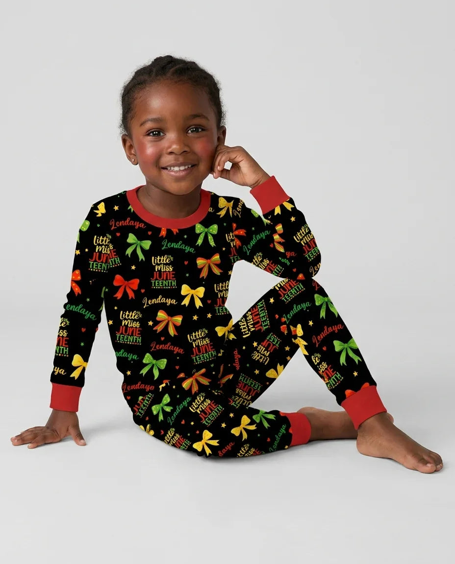 Little Miss Juneteenth Bamboo Two Piece Long Sleeve Pajama Set