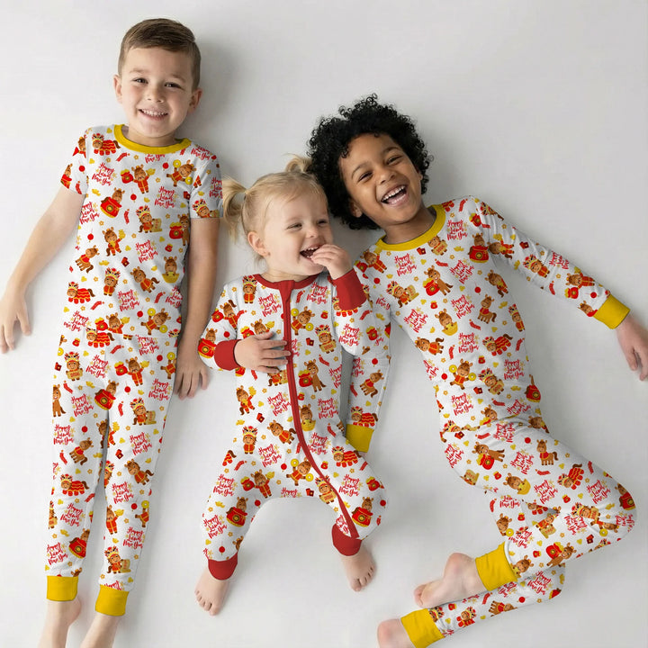 Zweiteiliges Langarm-Pyjama-Set mit Sommerfrüchten