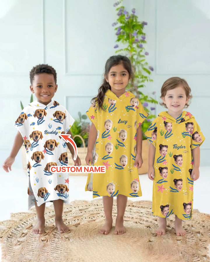 Individueller Foto-Bambus-Schwimmponcho „Wir brauchen alle Vitamin See“
