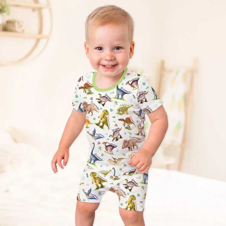 Dino Dreamland Bamboo Two Piece Short Sleeve Shorts Pajama Set