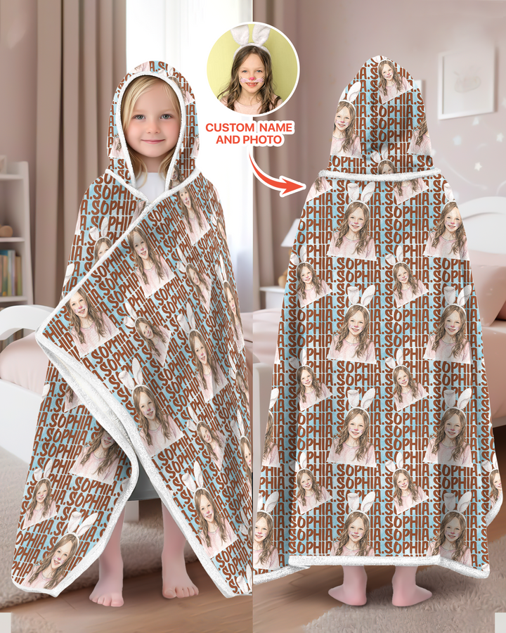 Colorful Kids Name Bamboo Blanket Hoodie