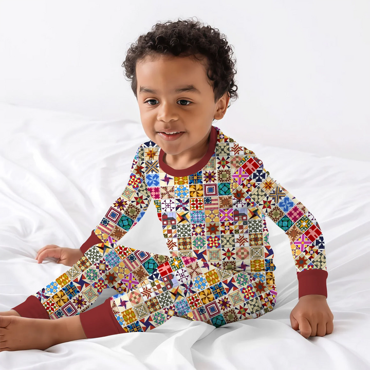 Zweiteiliges Langarm-Pyjama-Set mit Sommerfrüchten
