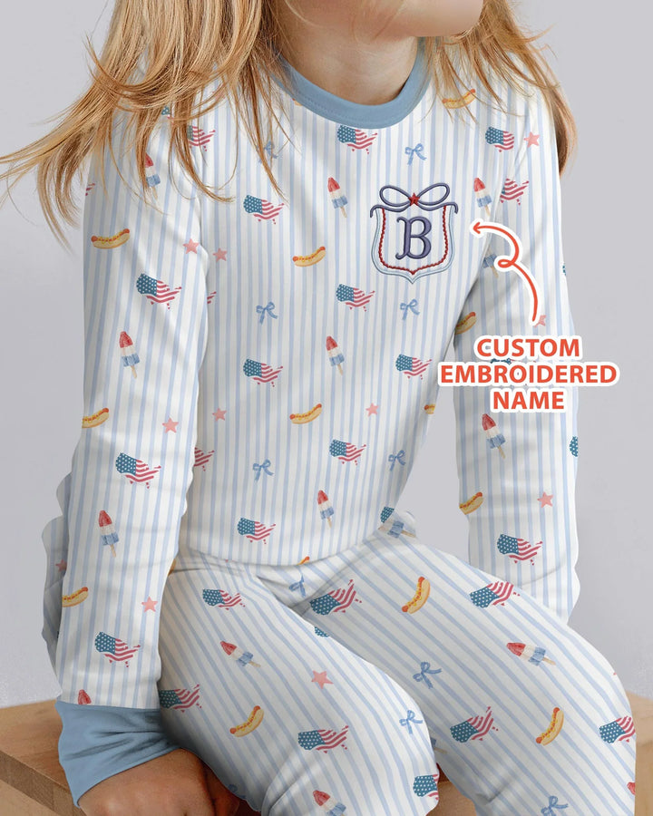 Zweiteiliges Langarm-Pyjama-Set mit Sommerfrüchten
