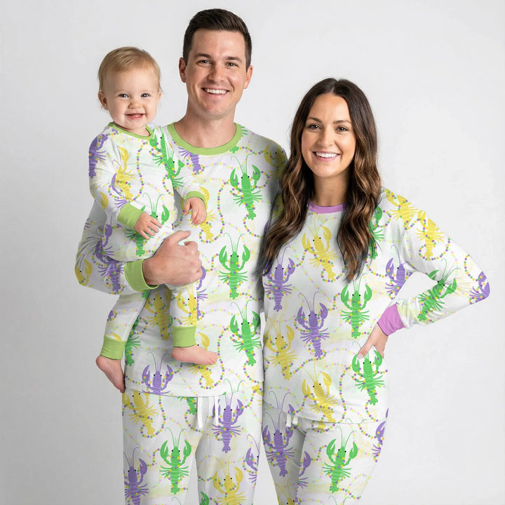Mardi Gras Crawfish Family Matching Bamboo Men's Pajama Set