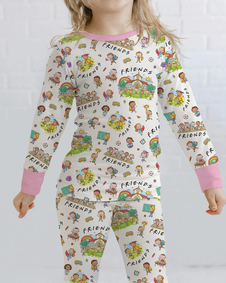 Zweiteiliges Langarm-Pyjama-Set mit Sommerfrüchten