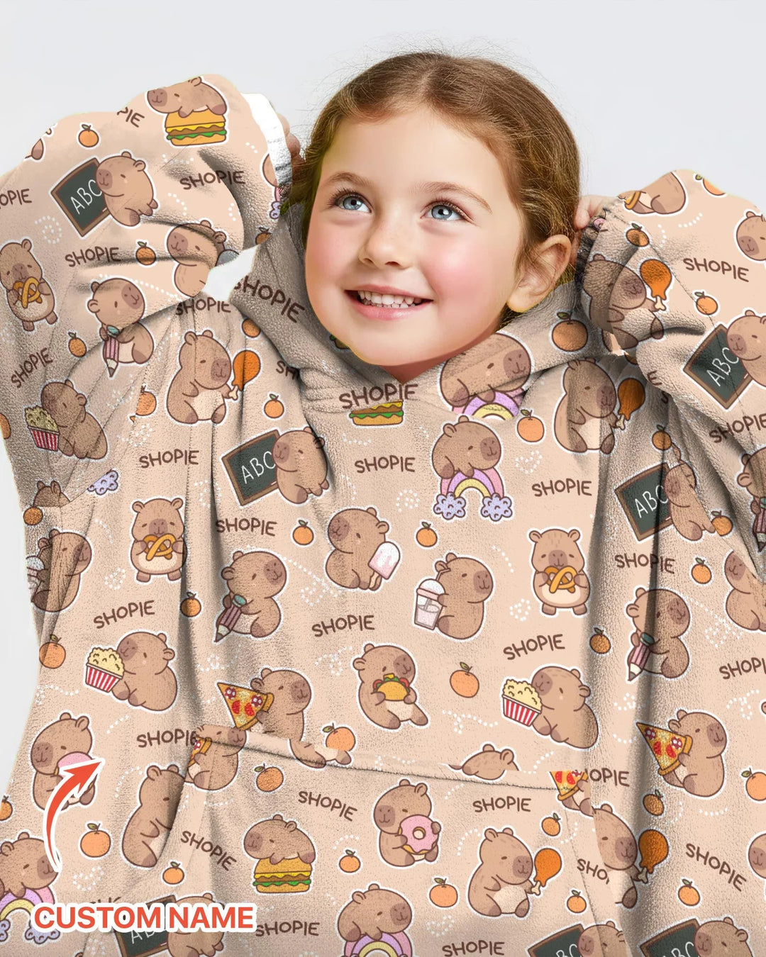 Personalisierter niedlicher Capybara Bambus-Deckenhoodie