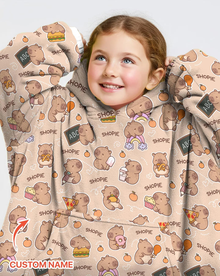 Personalisierter niedlicher Capybara Bambus-Deckenhoodie